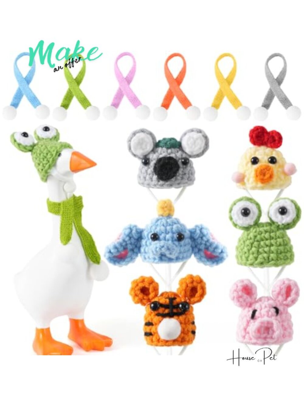 6 Set 7 inch Desk Goose Outfits Mini Goose Clothes Animal Hats Scarves